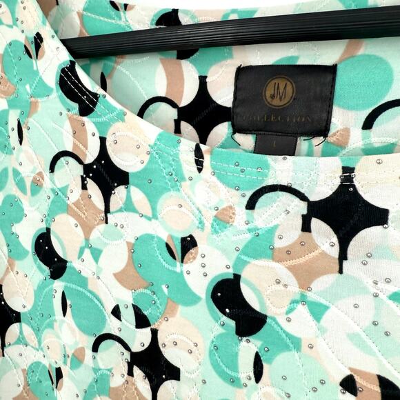 JM Collection Sz Large Tropical Stretch Comfy Blouse Shirt Top Beach Business - Picture 2 of 7